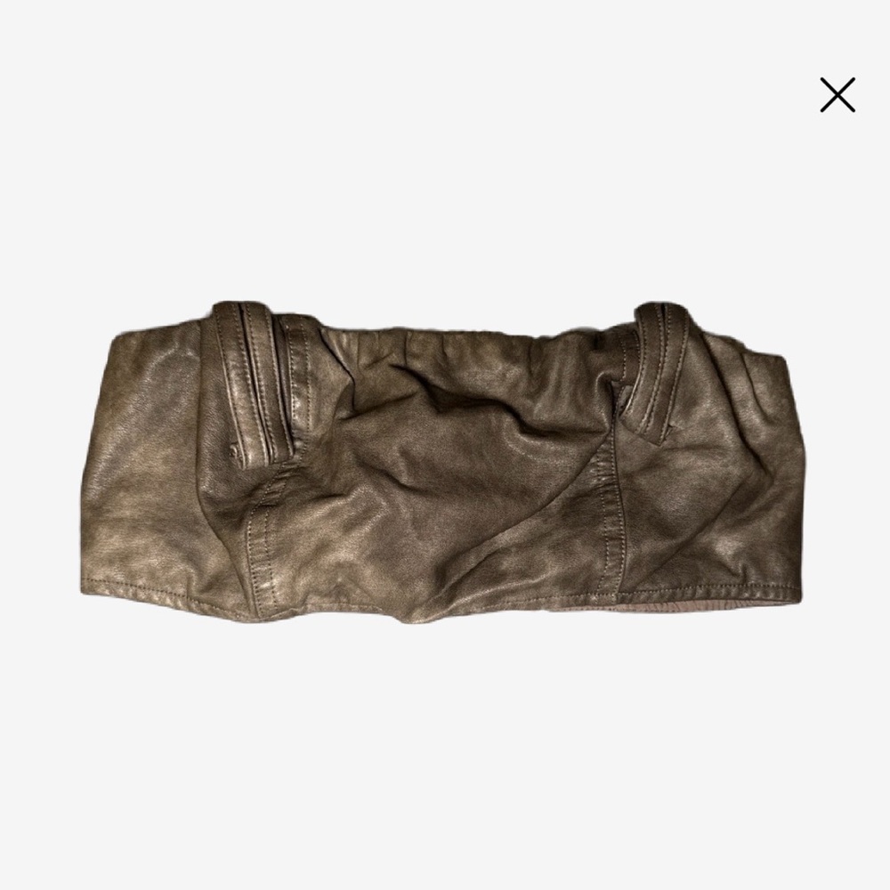 Brown Leather Strapless Top